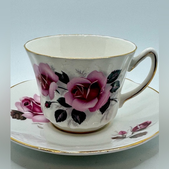 Vintage Royal Sutherland Teacup & Saucer Pink Rose Fine Bone China England - Picture 2 of 9